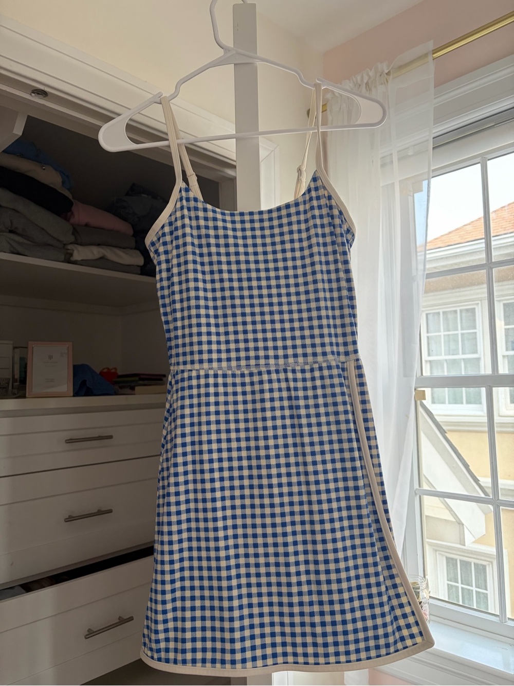 Target Blue and White Gingham Spaghetti Strap Mini Dress